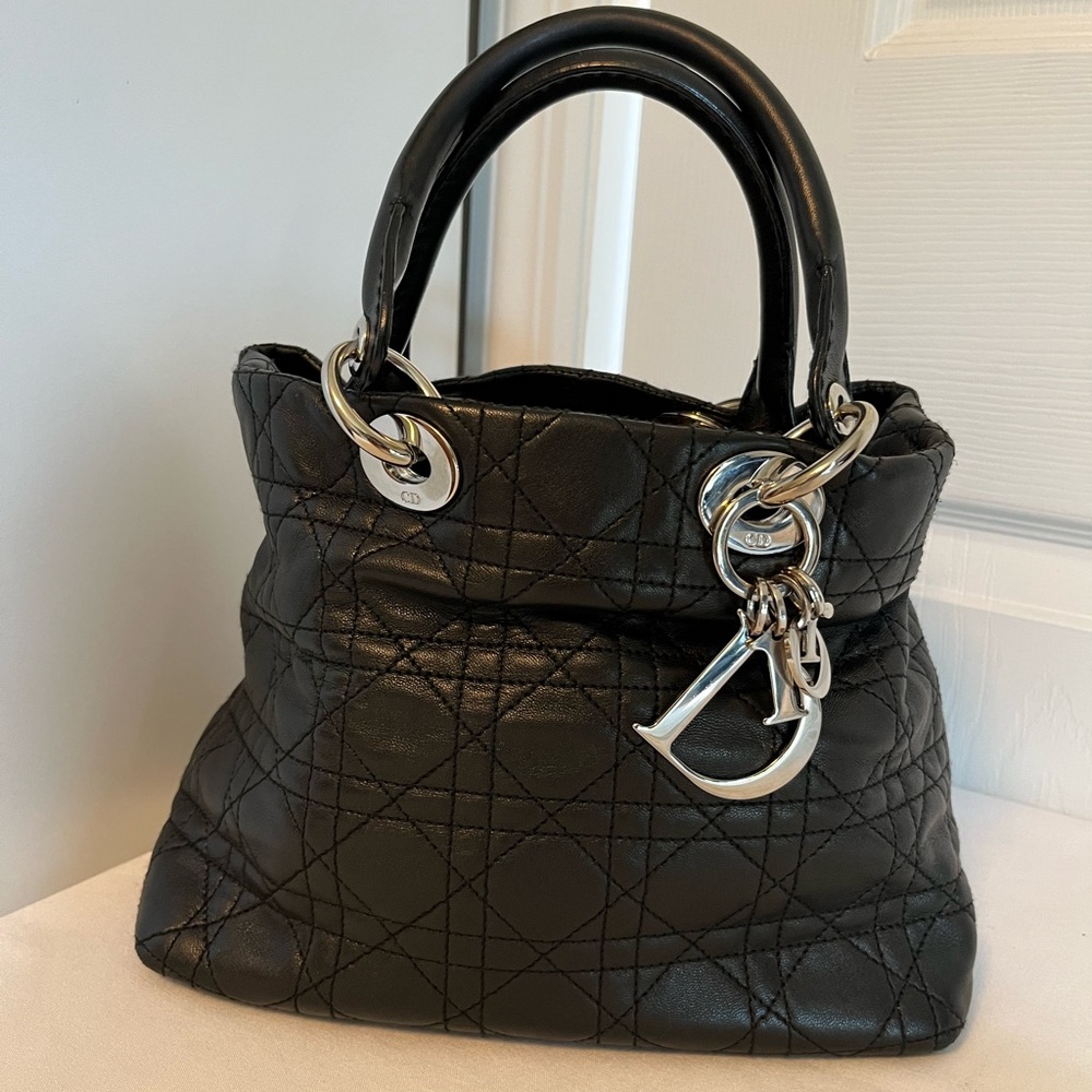 Christian Dior Soft Lady Dior Quilted Cannage small black silver hardware